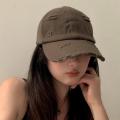 Baseball Cap for Women New Spring and Summer Hop Versatile Soft Top Curved Brim Retro Personality Make Old Ripped Peaked Cap for Men. 
