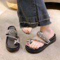 Shiny Crystal Butterfly Flat Heeled Sandals Women 2024 Summer Clip Toe Platform Slippers Woman Soft Thick Sole Flip-Flops Slides. 