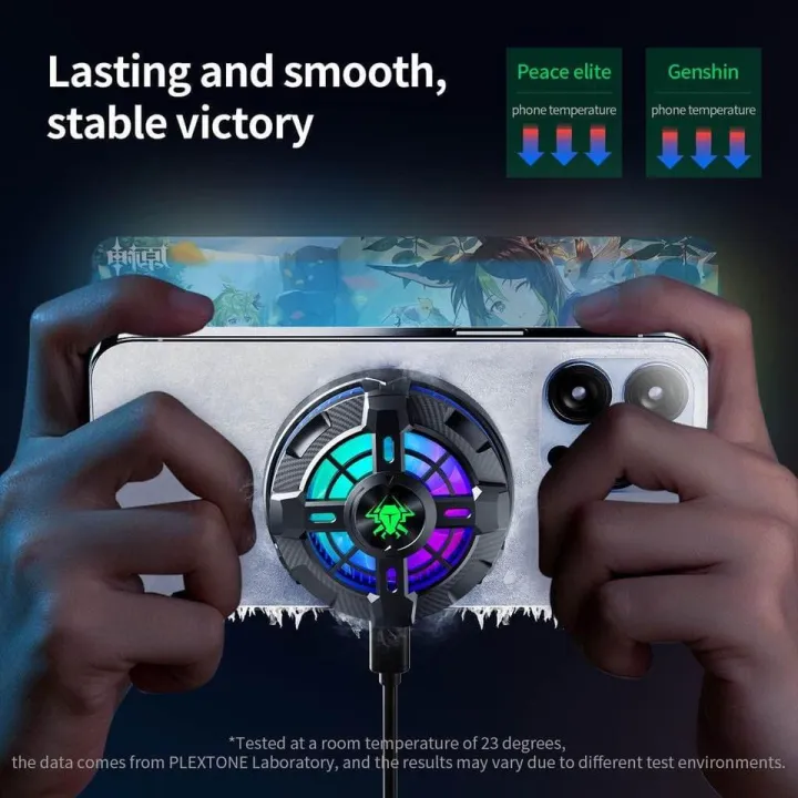 Plextone%20EX2%20PRO%20Radiator%20Heatsinks%20Semiconductor%20Refrigeration%20Chip%20With%20Magnetic%20Patch%20Mobile%20Phone%20Cooler%20RGB%20Cooling%20Fans%20Back%20Clip%20For%20PUBG,%20MLBB,%20Genshin%20-%20Image%203