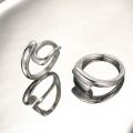 2Pcs Personality Irregular Silver Metal Open Rings Adjustadble Jewelry New 2025.