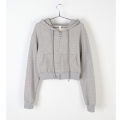 Spring and Autumn New Cardigan Cropped Top Korean Version Hooded Sweatshirt Women's Thin Solid Color Student Zipper Small Jacket Looks Thin.