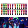 6/24 Tubes 10ml/0.34oz Art Body Paint Glow in UV Light Face & Body Paint with 6 Colors Glow Blacklight Neon Fluorescent for Party Clubbing Festival Halloween Makeup. 
