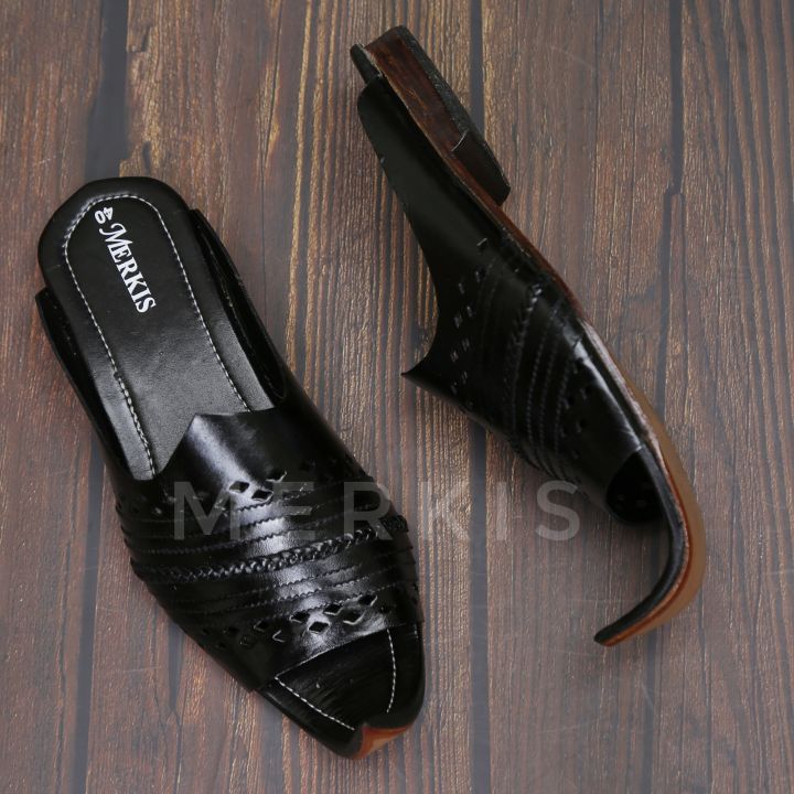 Merkis Black Leather Kolapuri Sandal For Men S 268