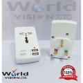 3 Pin/UK Plug Universal+2USB 2 Way Multi Adapter MAX 13A 250V-2500W - Multi Plug - Multi Plug.