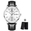 Fopul mall POEDAGAR Men's Luxury Quartz Wristwatch: Fashionable, Waterproof, Luminous, High Quality Leather Strap, Week/Date Display.