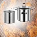 Stainless Steel Frying Pot Fryer Cooking Pot Heavy Duty with Glass Cover for Vegetables Chicken.