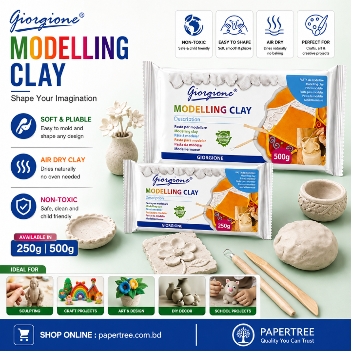 Premium Air Hardening Modelling Clay, Non-Toxic, Easy-to-Smooth & Paint, 250g & 500g