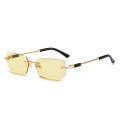 2024 New Unisex Fashion Rimless Sunglasses European and American Style Jelly Color Shades Classic Cutting-edge Design. 