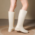 Fashionable Waterproof Thick-Soled Long Rain Boots Non-Slip High-Top Rain Shoes Comfortable All-Match Women's Rubber Shoes Lightweight Outdoor Rain Boots. 