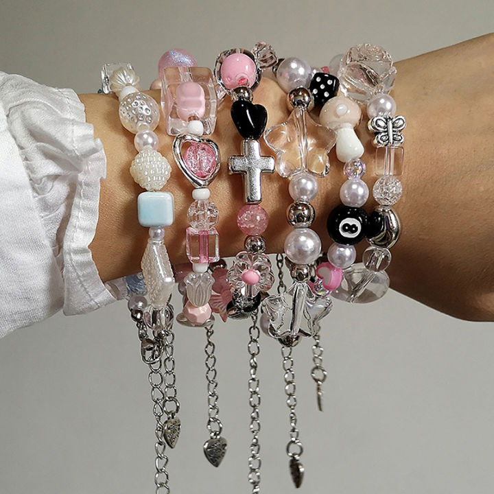 Goth%20Harajuku%20Cute%20Y2k%20Handmade%20Aesthetic%20Heart%20Star%20Charm%20Beads%20Bracelet%20super%20baby%20-%20Image%204