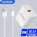 20W USB Charger Fast Charging Mobile Phone Charger Adapter QC 3.0 For Huawei Samsung Micro USB Cable Quick Charge Charger Plug. 