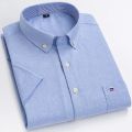 S-7XL Men's Short Sleeve Oxford Printed Casual Dress Shirts Front Patch Chest Pocket Regular-fit Button-down Collar Work Shirts. 