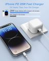 20W Folding USB C Adapter for iPhone 14/13/12/11/X,iPad, AirPods Pro, Type C Adapter Fast USB C Charger UK Adapter. 
