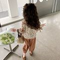 Girls' suit spring and autumn 2023 new foreign fashion baby girl spring children's floral bow two-piece set. 