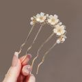 High-End Forest Style Ins Style Pearl Flower Wavy Hair Comb Insert Comb Four-Tooth Hair Comb Hairpin Hairp.