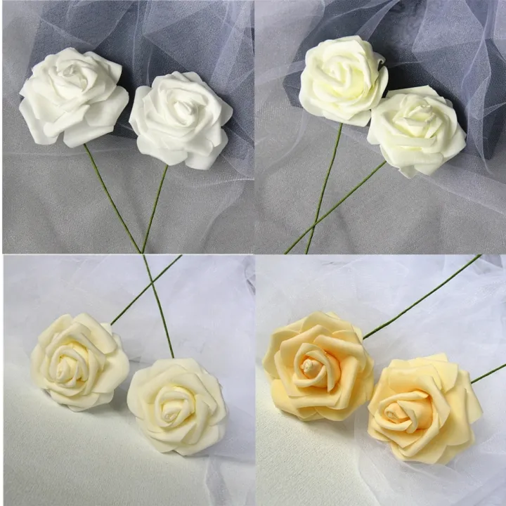 10/20/30Pcs%208cm%20Heads%20Artificial%20PE%20Foam%20Rose%20Flowers%20With%20Stem%20For%20DIY%20Bouquet%20Bridal%20Wedding%20Party%20Decoration%20Scrapbooking%20-%20Image%205