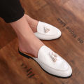 Black half shoes for men mules Slippers leather shoes casual shoes men fashion sapato social masculino mocassin homme chaussure.