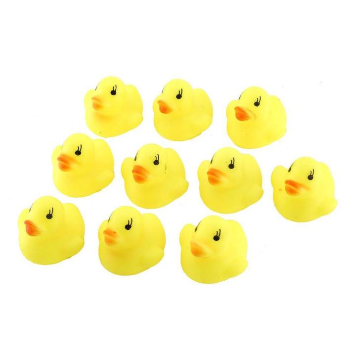 TE Kawaii Cute Cartoon Duck Baby Squeaky Rubber Ducks Bath Water Swimming Toys yellow & red