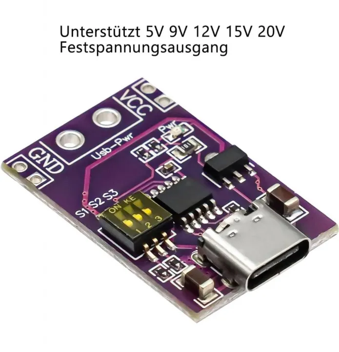 Type-C QC AFC PD2.0 PD3.0 To DC Fast Charge Decoy Trigger Polling Detector USB-PD Notebook Power Supply Module  5V 9V 12V 15V 20V Fixed Voltage Output 65W Circuit