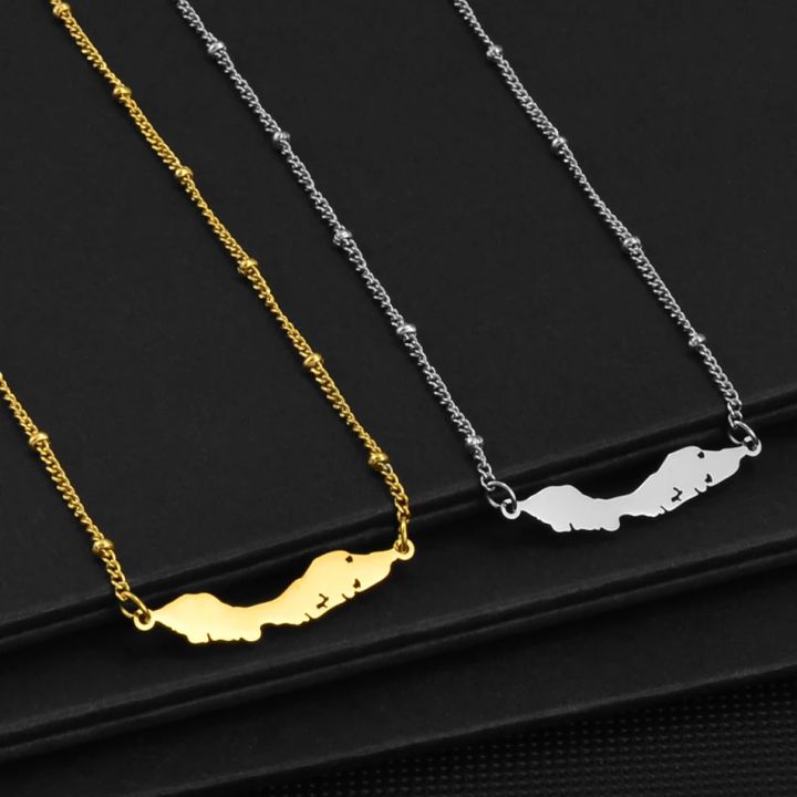 Anniyo 45cm/35cm Curacao Map Ball Chain Necklaces Charm Pendant ...