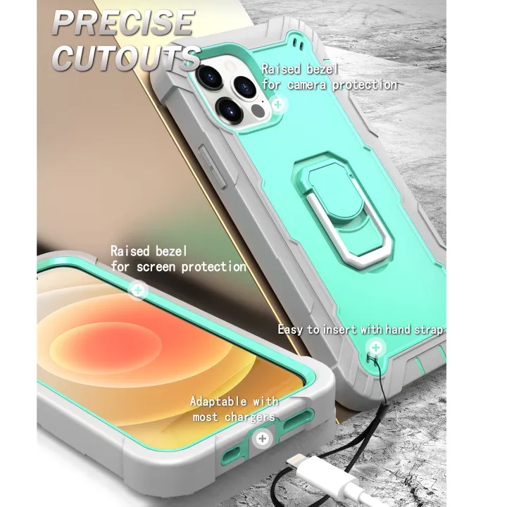 (New)PC%20+%20Rubber%203-layers%20Shockproof%20Protective%20Case%20with%20Rotating%20Holder%20For%20iPhone%2012%20Mini%20-%20Image%206