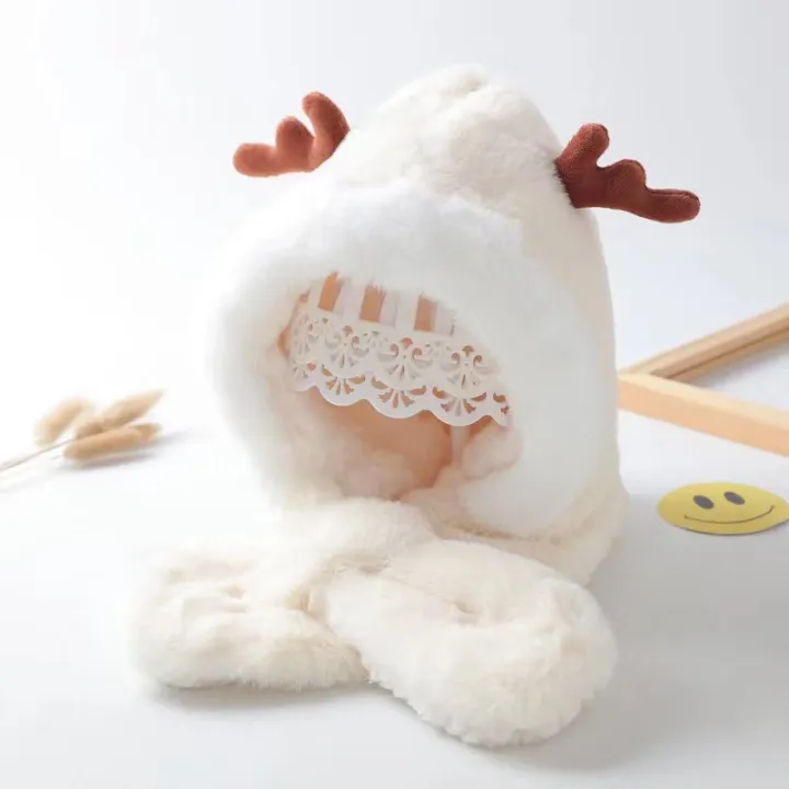 Cute%20Antler%20Baby%20Hat%20Winter%20Plush%20Warm%20Baby%20Scarf%20Hat%20Scarf%20Integrated%20Warm%20and%20Windproof%201-6%20Years%20-%20Image%208