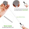 2 Pack Mini Heavy Duty Retractable Badge Holder Reel, Metal ID Badge Holder with Belt Clip Key Ring for Name Card Keychain(Small Glossy Black). 