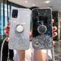 Casinglee for Realme 7 Pro case Shiny Ring Glitter Soft Transparent Holder Stand Back cover with String for Realme7 Pro Phone cases cover Stars Moon Girls. 