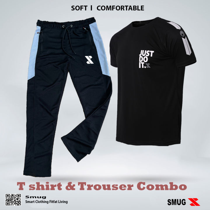 SMUG Stylish T shirt and Trouser Set For men - Soft and Comfortable - Joggers For Men