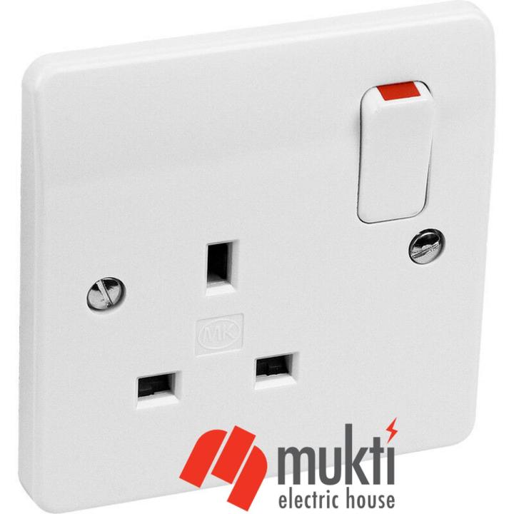 MK Made in Malaysia LOGIC PLUS 13A 3 Pin Flat 1 Gang Socket with Switch Three 3Pin