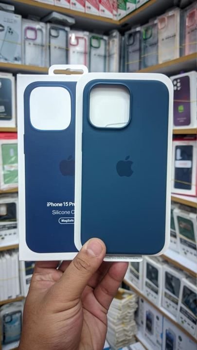 Official apple iPhone 15 Pro Max 2023 Storm Blue Silicone Case