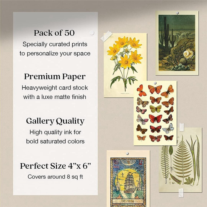 Vintage%20Aesthetic%20Wall%20Collage%20Kit%20-%2050%20Mini%20Botanical%20Collage%20Art%20Posters%20(4X6Inch),%20for%20Photo%20Wall%20-%20Image%202