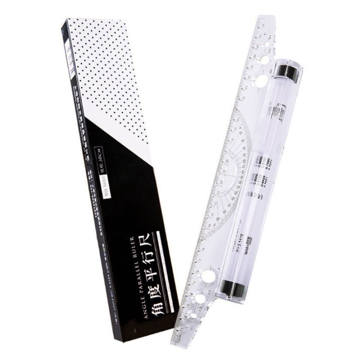 ST Plastic Measuring Rolling Ruler Drawing Roller Ruler Parallel Ruler Multifunctional Drawing Ruler for Drafting