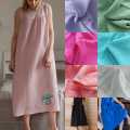 Women's Fashaionable Organic Cotton Dress Crepe Pink Sleeveless Extra Long Dress.