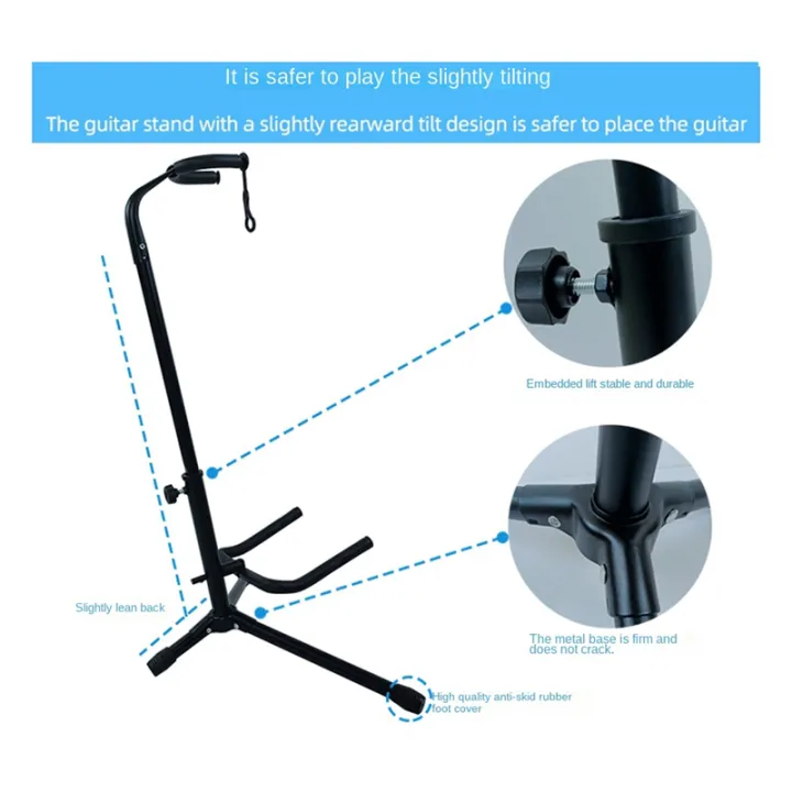 Metal%20Floor%20Guitar%20Stand%20with%20Tripod%20Holder%20for%20Acoustic%20Electric%20Guitar,%20Guitar%20Accessories%20-%20Image%204