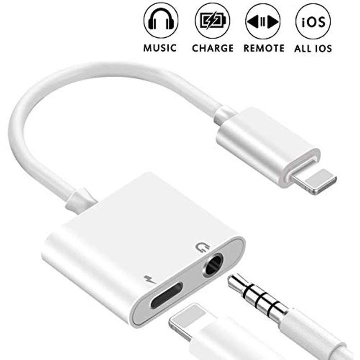 2 in 1 Dongle Charger and Aux Audio Splitter Dongle- Lightning to 3.5mm ...