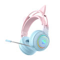 Cute Antlers/Cat Ear Wireless Bluetooth Headphone Gamer Earphone Gaming Headset With RGB Light For Child Kid Cute Girl Gifts.