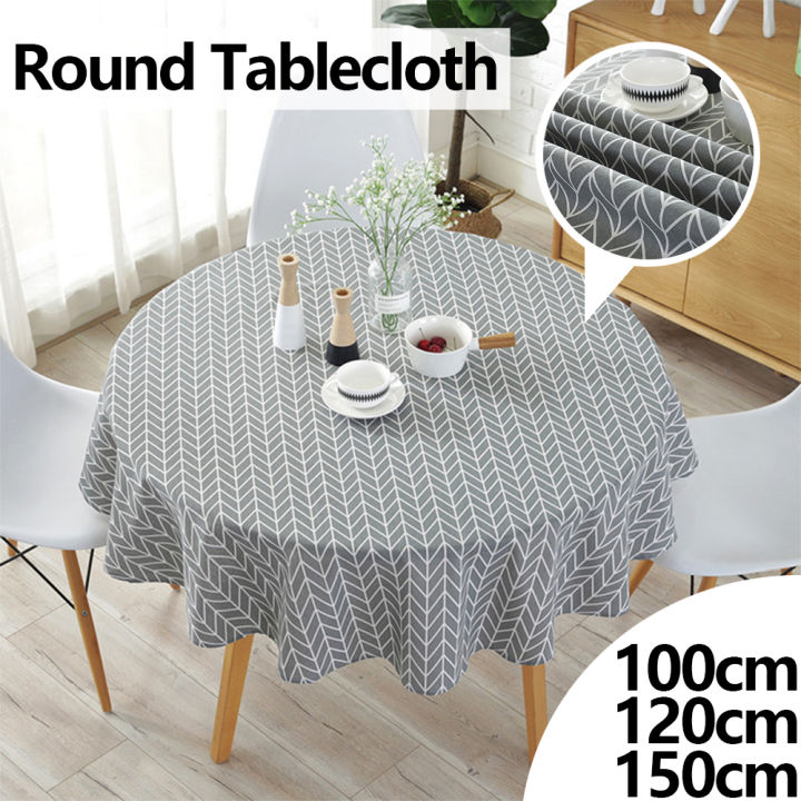 Round Tablecloth 47/59/39 Inch Linen Dining Room Table Cover Washable Table Cloth Decorative Table Cover for Indoor and Outdoor