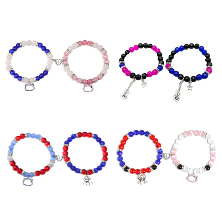 Heart Magnetic Matching Couple Bead Bracelets Kitty My Melody