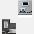 Bathroom Mobile Phone Holder Waterproof Touchable Case Wall Mounted Kitchen Toilet Smartphone Storage Box Stand, White Plastic.