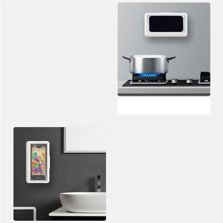 Bathroom%20Mobile%20Phone%20Holder%20Waterproof%20Touchable%20Case%20Wall%20Mounted%20Kitchen%20Toilet%20Smartphone%20Storage%20Box%20Stand,%20White%20Plastic%20-%20Image%205