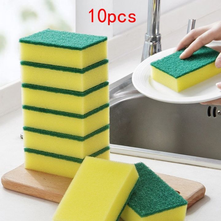 10 pcs Dishwashing Sponge Kitchen Nano Emery Magic Clean Rub Pot Rust Focal Stains Sponge Removing Kit Cleaning Brush Sponges