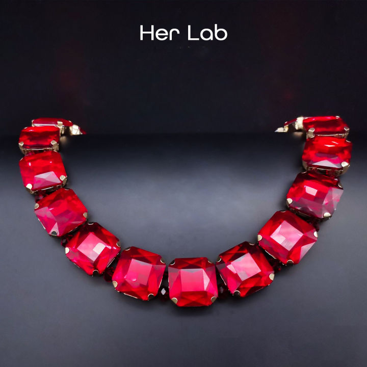 Her%20Lab%20Jewelry%20%7CA%20Square%20Red%20Cubic%20Zirconia%20Beads%207%20Inch%20-%20Image%203