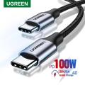 UGREEN 100W USB Cable Type C to Type C for Samsung,Huawei,Google, PD100W USB Type C Fast Charging Cable Cord QC4.0 USB C. 