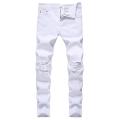 New Fashion Brand High Quality Stretch Knee Ripped Black Slim Jeans Men Slim Hip Hop Swag Elastic Pants Boy Ripped Male Trousers.