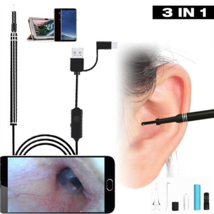 USB Otoscope-Ear Endoscope Diameter Visu Waterproof HD Ear Camera with Ear Tool and 6 Adjustable LED Lights for -Android and Windows
