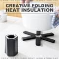 Foldable Pan Mat Heat-insulated Anti-slip Anti-scald Black Hollow Heat-insulated Portable Pan Pad Placemat Kitchen Accessories-Black. 