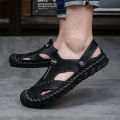 【 Q】Plus Size(38-48) Summer  Tide Brand Men's Shoes Korean Slippers for men Flat Slip Non-slip Sandals for men. 