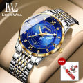 LouisWill Men's Fashion Watch Ultra-Thin Watch Earth Starry Sky Watch With Diamond Calendar Watch 50M Waterproof Luminous Watch Quartz Watch Steel Band Watch Men Wrist Watch With Luminous Pointers. 