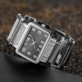 Rectangle Ladies Wrist Watch Silver Bangle Watches for Women Crystal Hollow Stainless Steel Quartz Female Clock. 